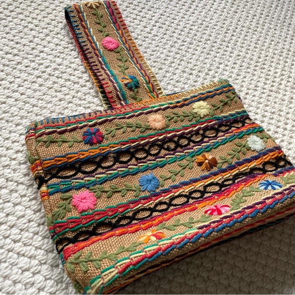 Colourful Embroidered Tote Bag - Picture 4 of 7